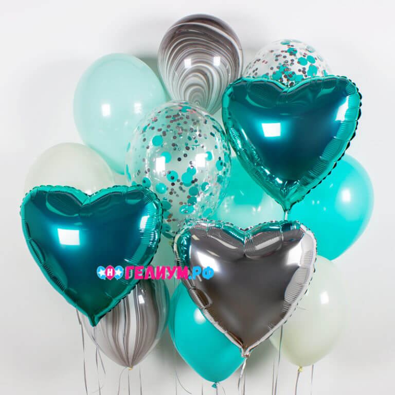 Композиция воздушных шаров Мятное сердце