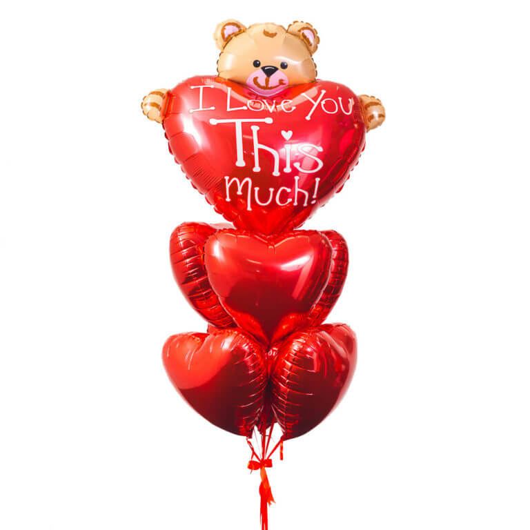 Фонтан воздушных шаров «Люблю тебя сильно!