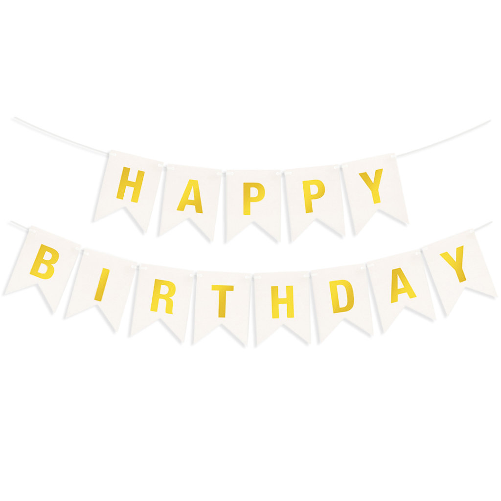 Гирлянда Флажки, Happy Birthday! 200 см. Золото