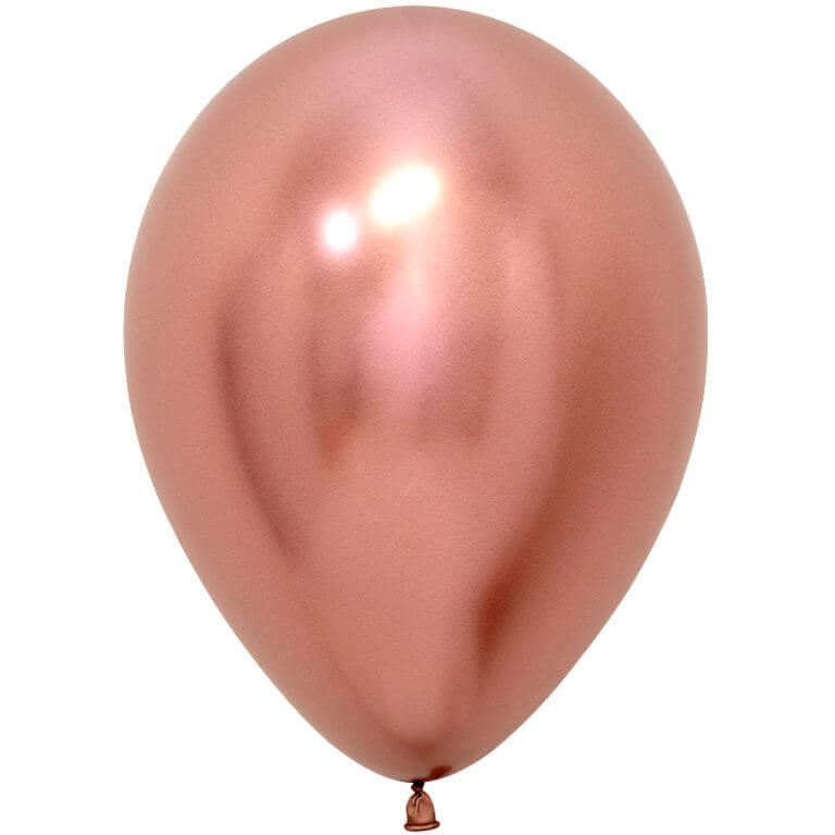 Латексный шар 30 см, хром, розовое золото