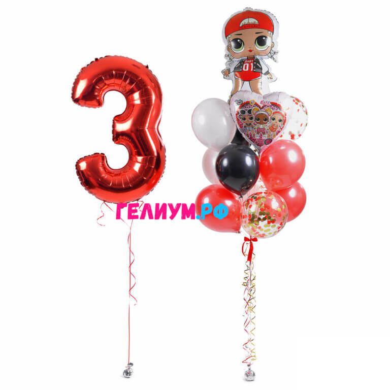 Комплект гелиевых шаров с цифрой на выбор «Подружка»