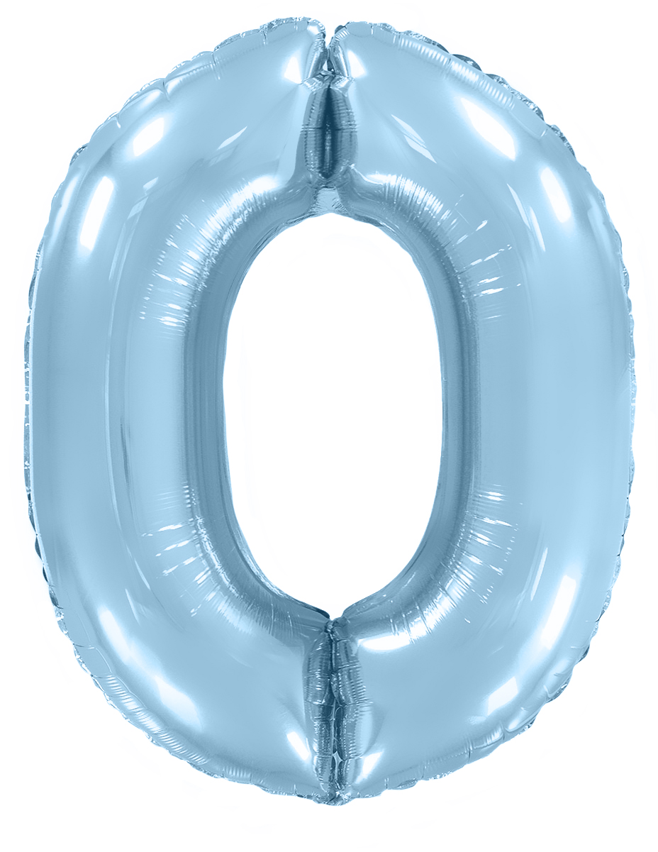 Шар (40''/102 см) Цифра, 0, Голубой, Макарунс (Flexmetal)