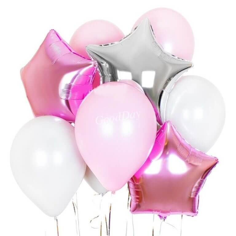 Композиция розовых шаров Три звезды