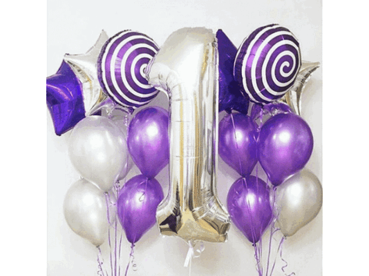 Набор шаров на день рождения и цифрой Фиолетовая иллюзия
