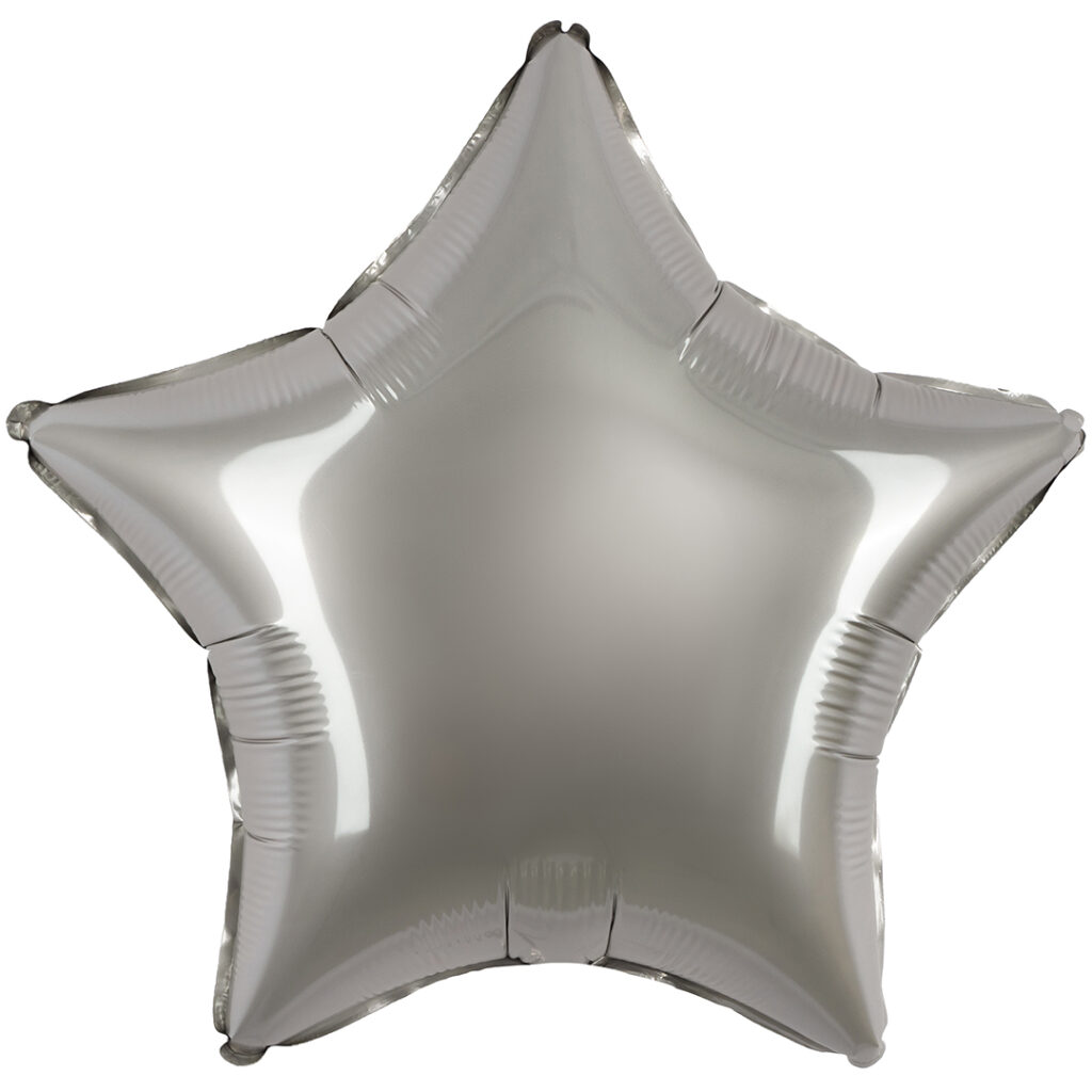 Шар (18''/46 см) Звезда, Лунное Серебро, Матовый (Flexmetal)