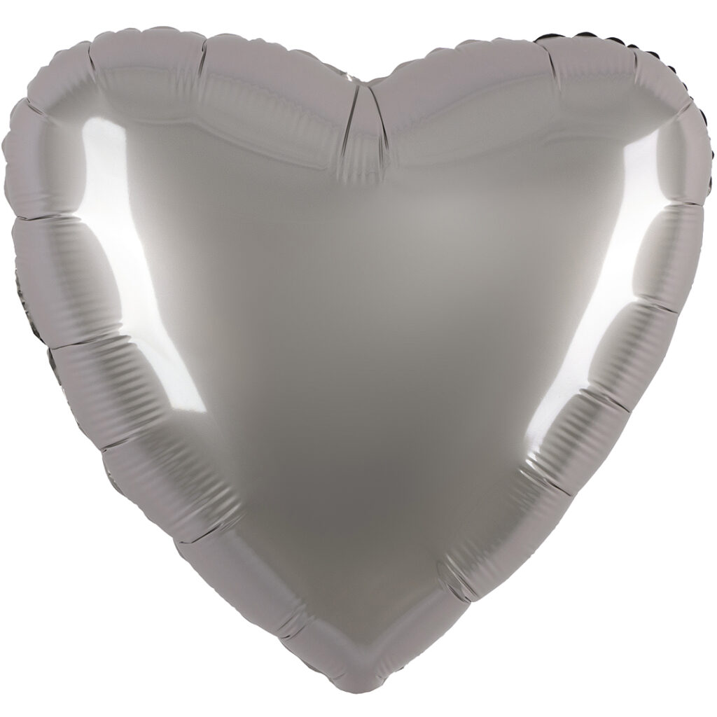 Шар (18''/46 см) Сердце, Лунное Серебро, Матовый (Flexmetal)