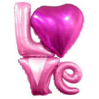 Фигура надпись Love, 104 см, розовый голография