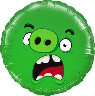 Фольгированный круг 46 см, Angry birds (зелёный)