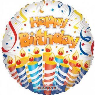 Фольгированный круг 46 см, С днём рождения (свечи)