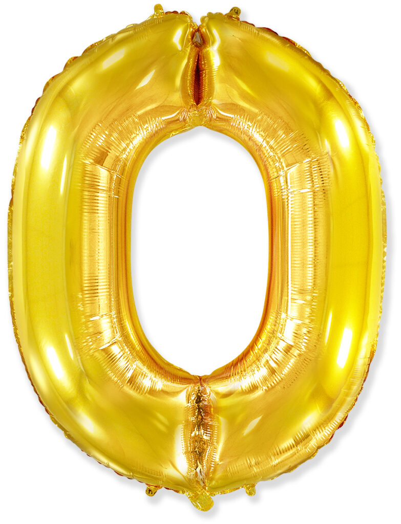 Шар (40''/102 см) Цифра, 0, Золото (Flexmetal)