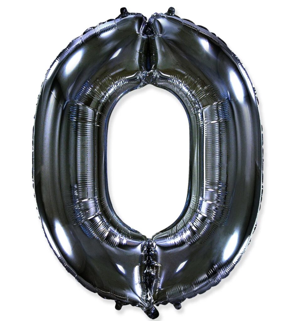 Шар (40''/102 см) Цифра, 0, Черный (Flexmetal)