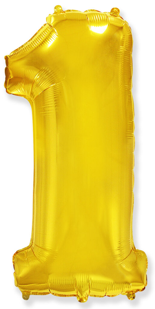Шар (40''/102 см) Цифра, 1, Золото (Flexmetal)