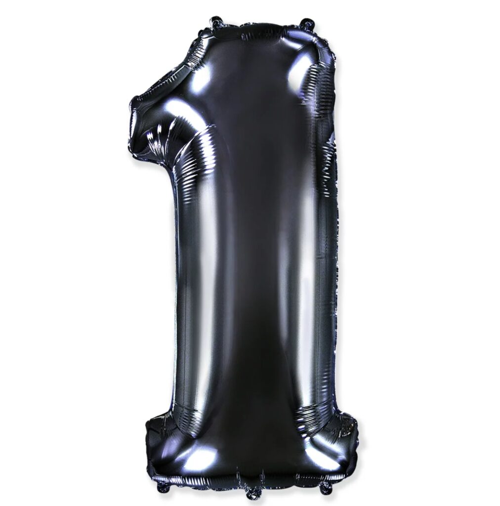 Шар (40''/102 см) Цифра, 1, Черный (Flexmetal)