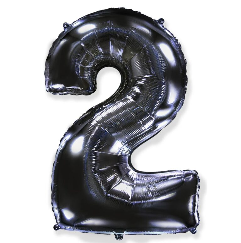 Шар (40''/102 см) Цифра, 2, Черный (Flexmetal)