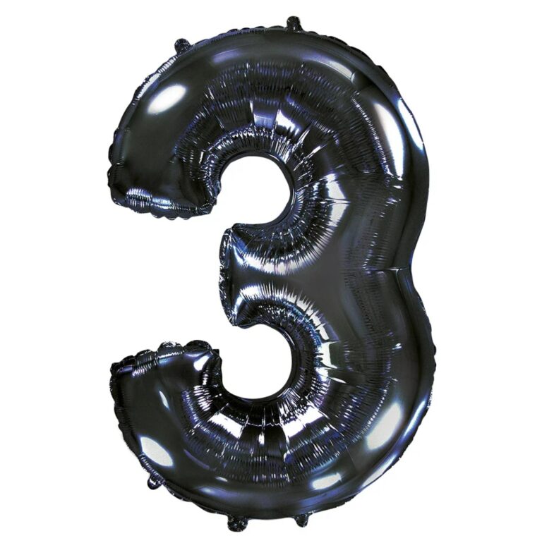 Шар (40''/102 см) Цифра, 3, Черный (Flexmetal)