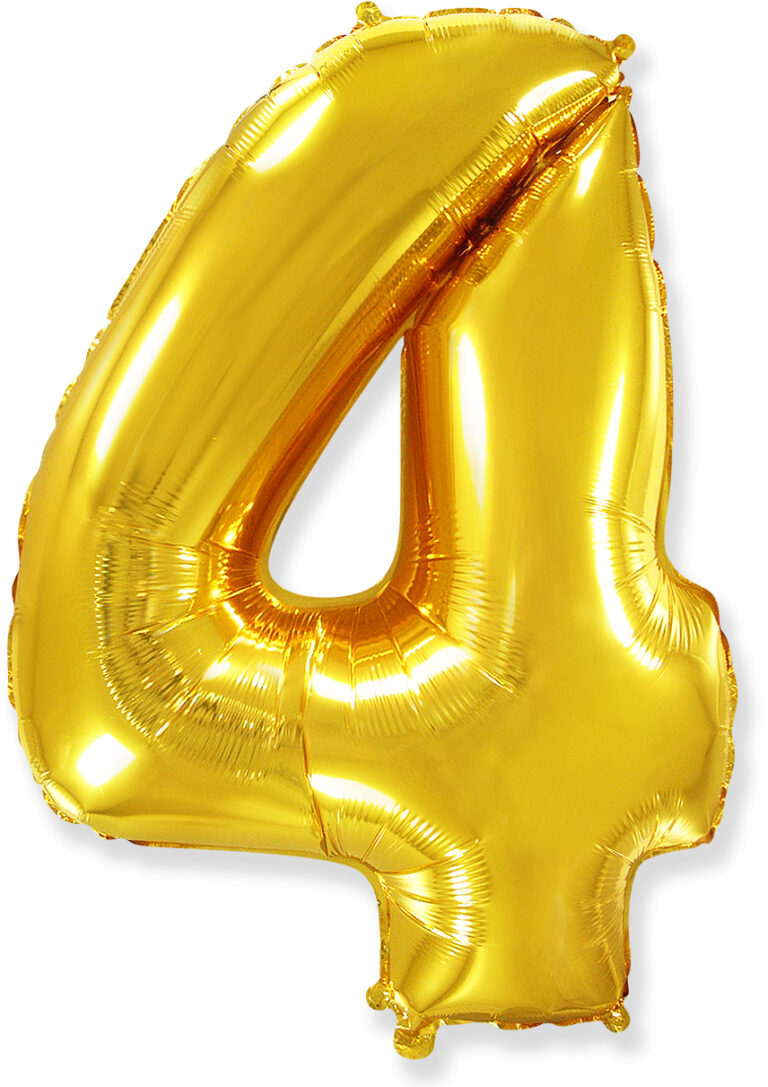 Шар (40''/102 см) Цифра, 4, Золото (Flexmetal)