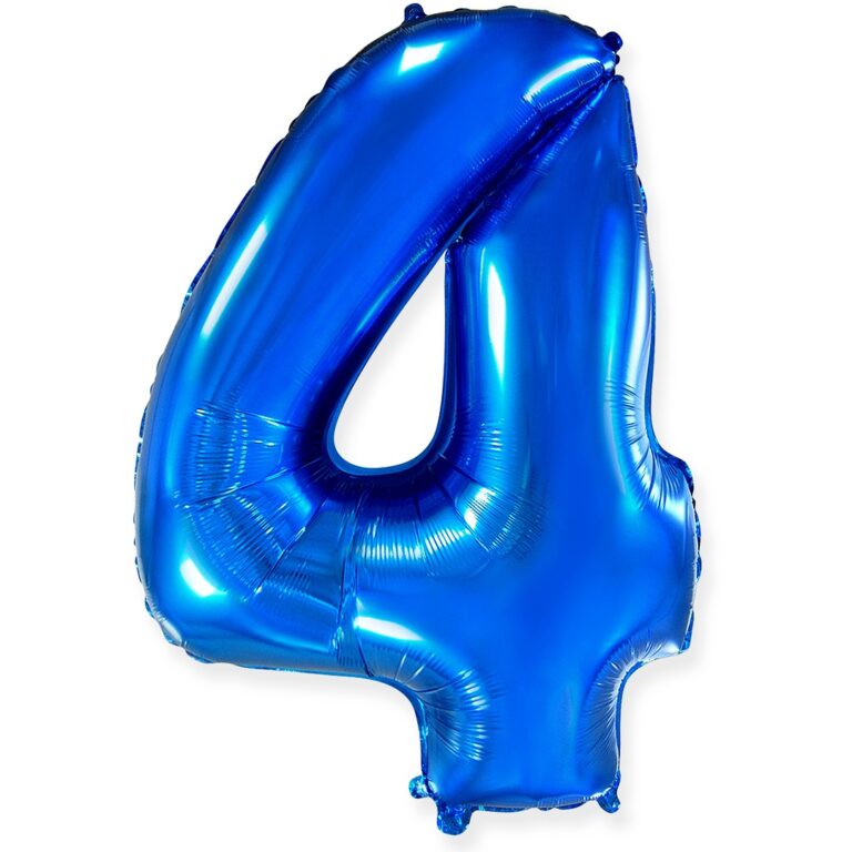 Шар (40''/102 см) Цифра, 4, Синий (Flexmetal)