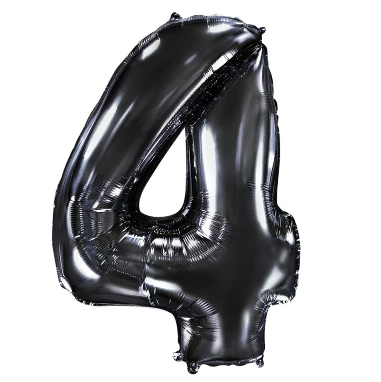 Шар (40''/102 см) Цифра, 4, Черный (Flexmetal)