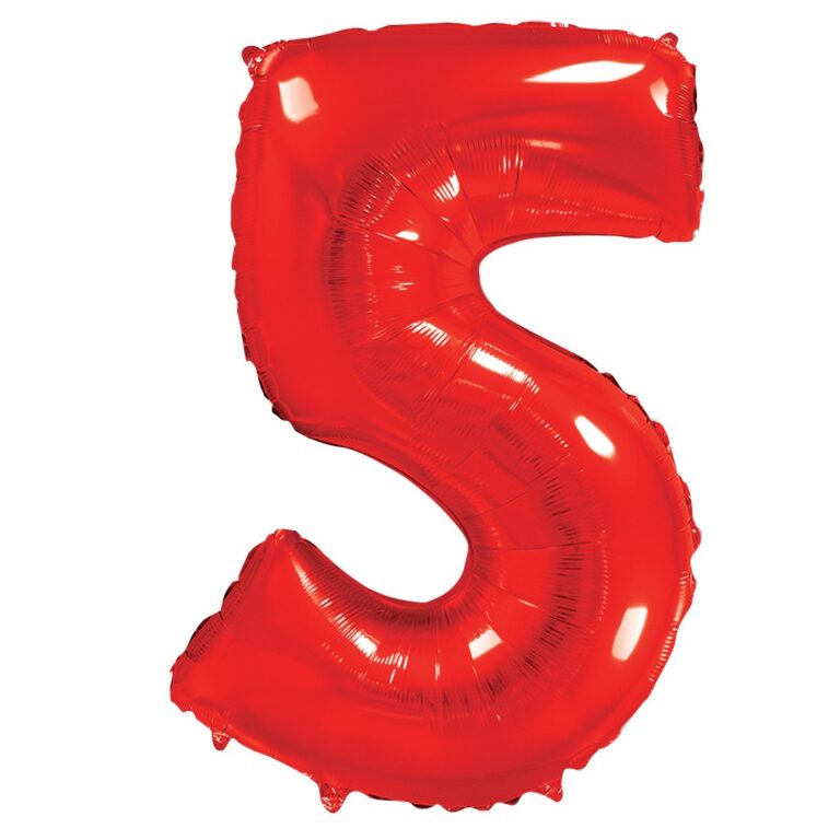 Шар (40''/102 см) Цифра, 5, Красный (Flexmetal)