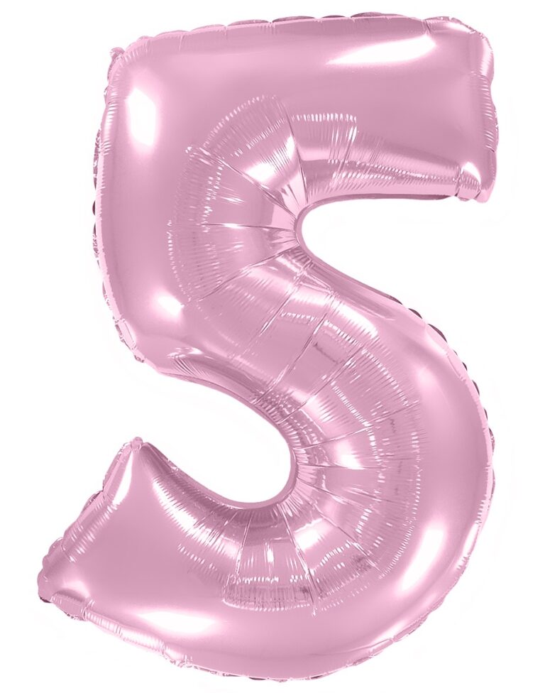 Шар (40''/102 см) Цифра, 5, Розовый, Макарунс (Flexmetal)