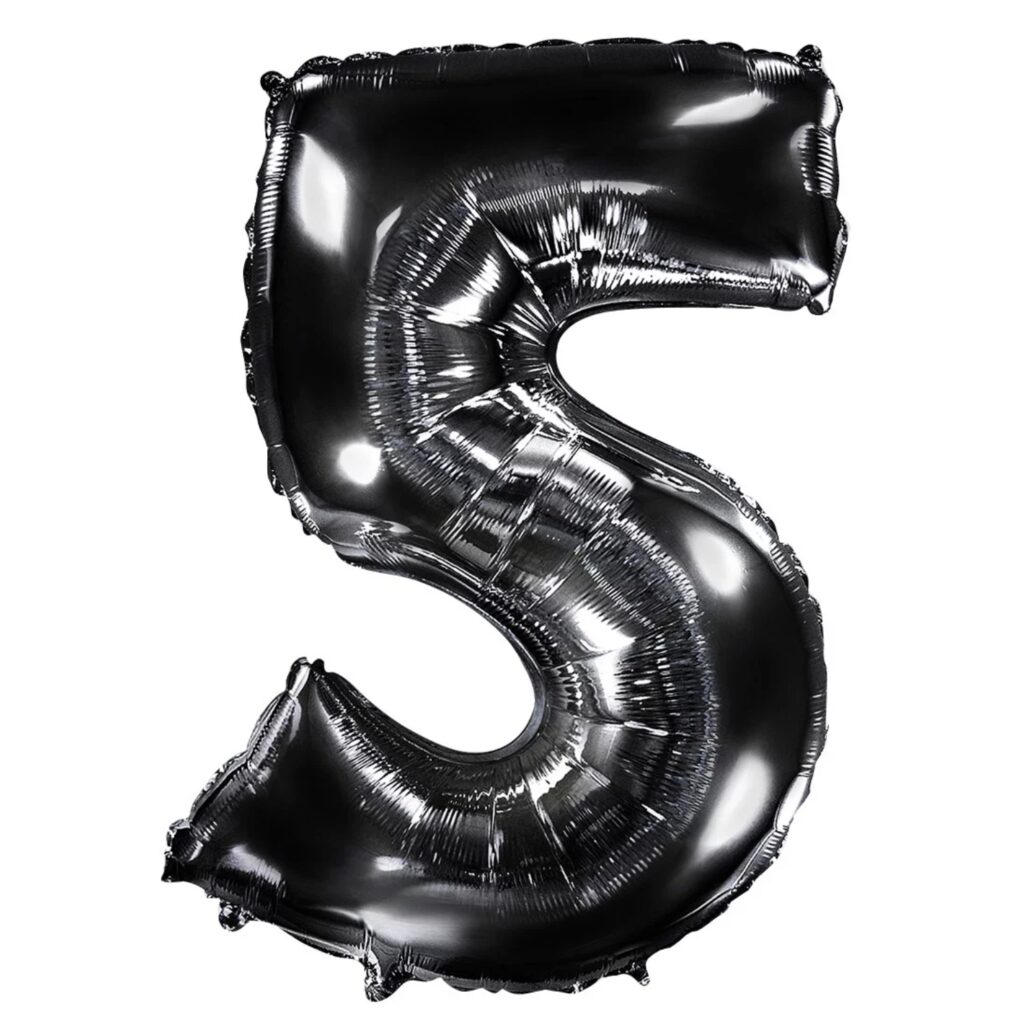Шар (40''/102 см) Цифра, 5, Черный (Flexmetal)