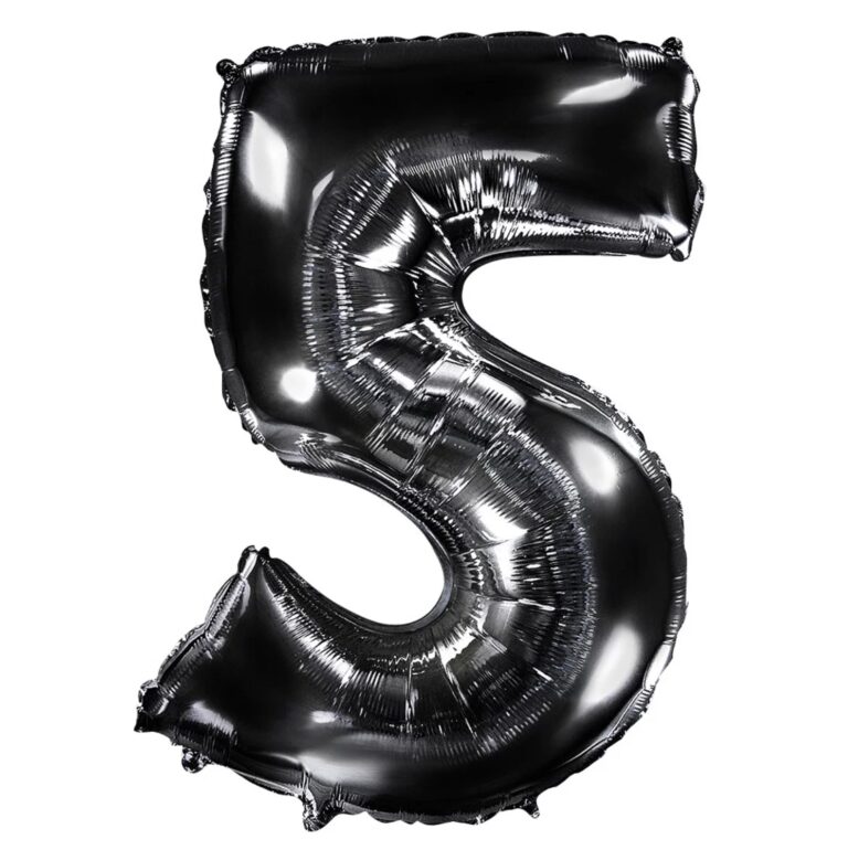 Шар (40''/102 см) Цифра, 5, Черный (Flexmetal)