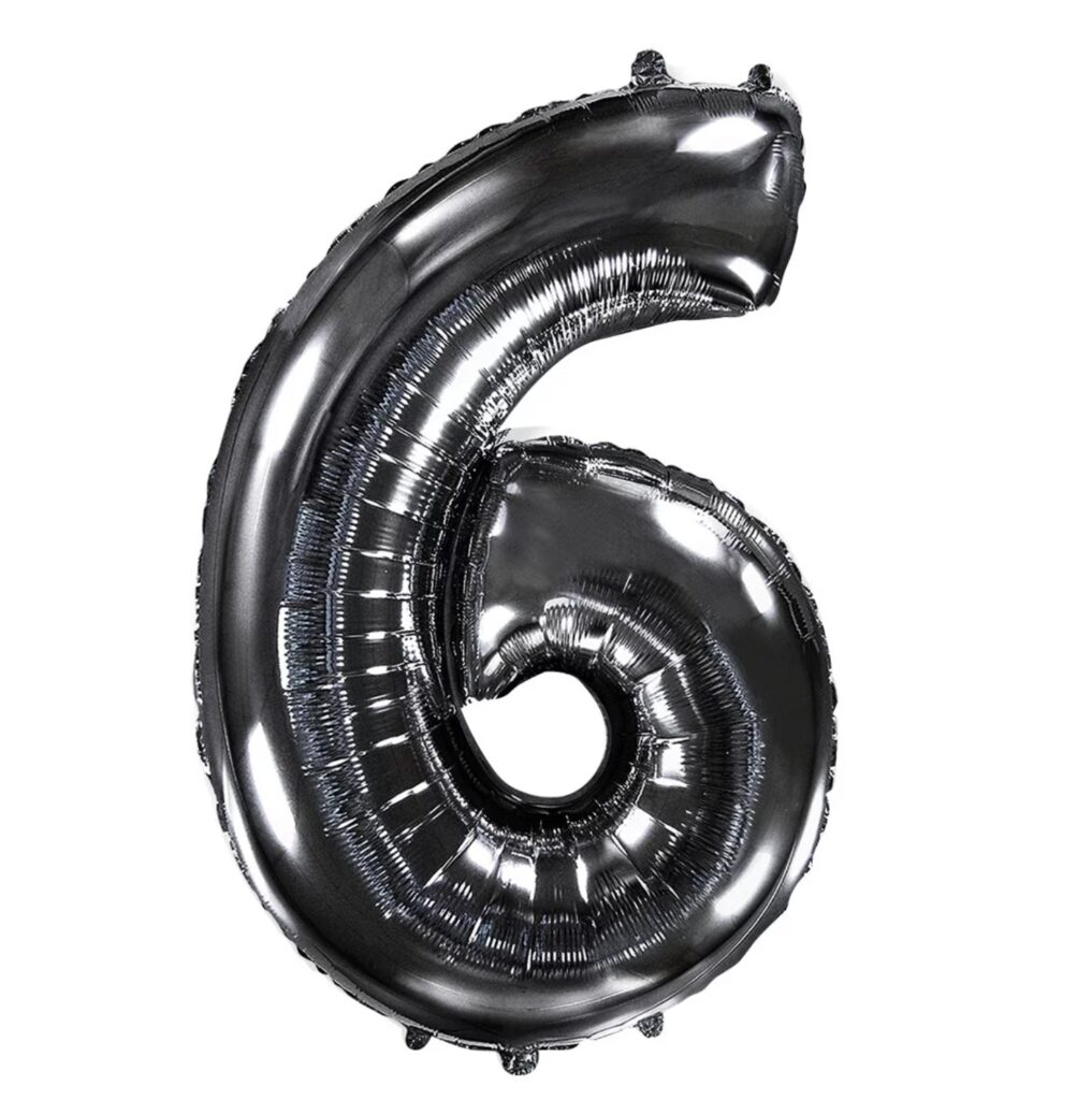 Шар (40''/102 см) Цифра, 6, Черный (Flexmetal)