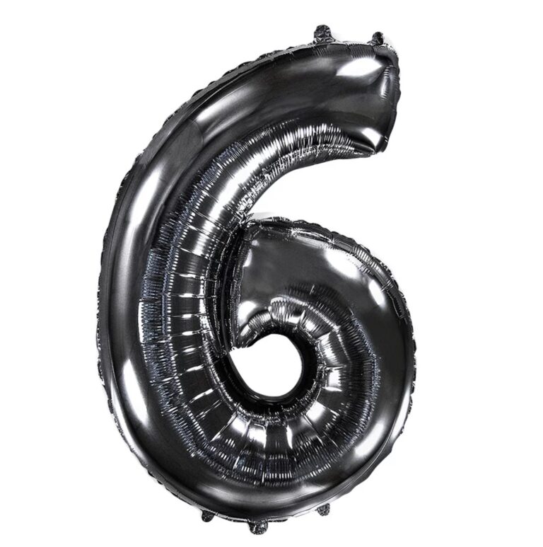 Шар (40''/102 см) Цифра, 6, Черный (Flexmetal)