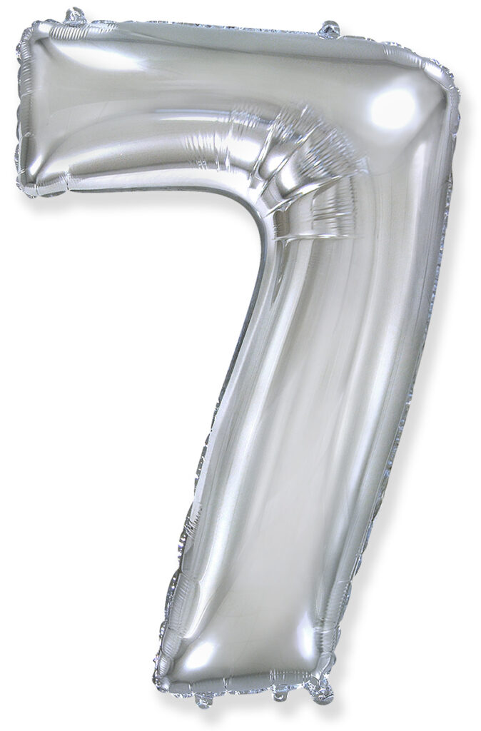 Шар (40''/102 см) Цифра, 7, Серебро (Flexmetal)