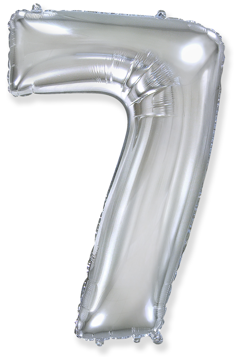 Шар (40''/102 см) Цифра, 7, Серебро (Flexmetal)