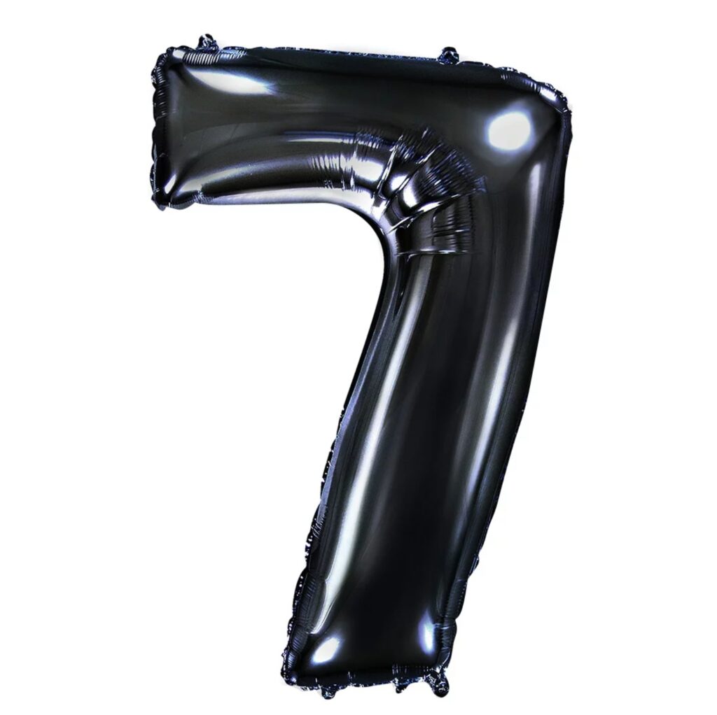 Шар (40''/102 см) Цифра, 7, Черный (Flexmetal)