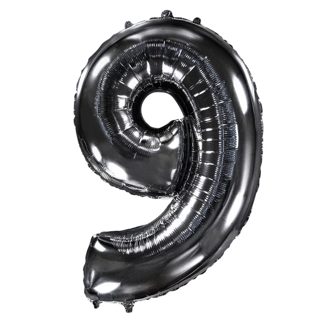 Шар (40''/102 см) Цифра, 9, Черный (Flexmetal)