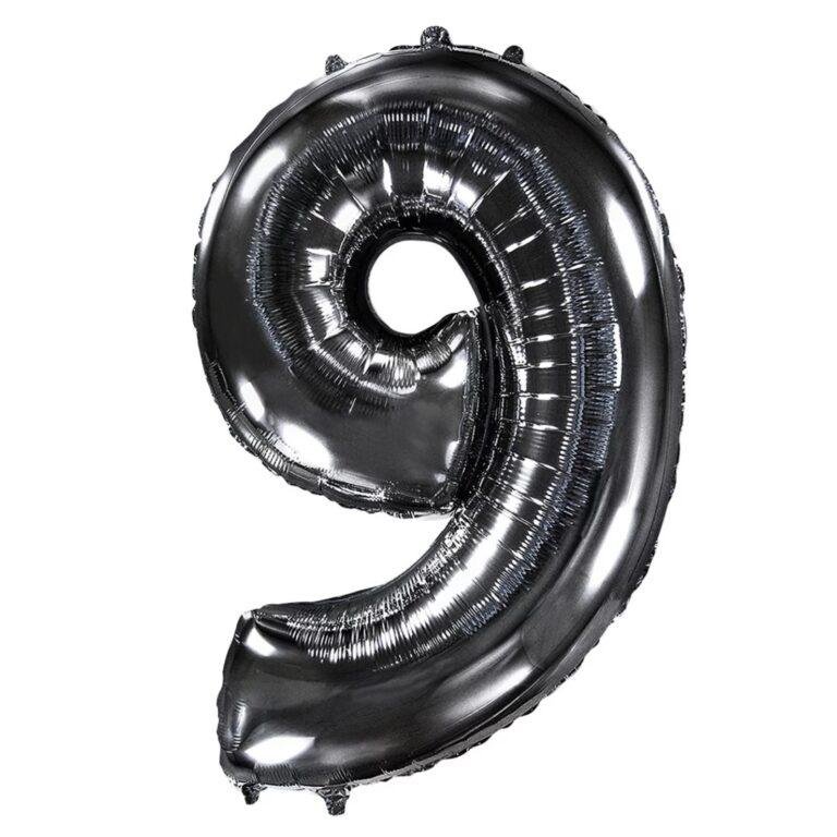 Шар (40''/102 см) Цифра, 9, Черный (Flexmetal)