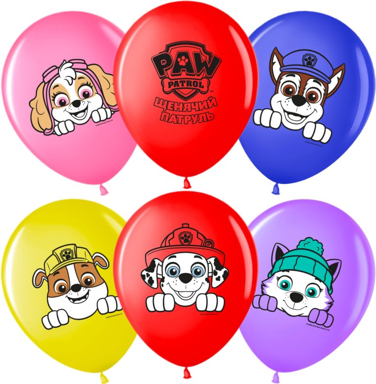 Латексный шар 30 см, Щенячий патруль, ассорти, пастель
