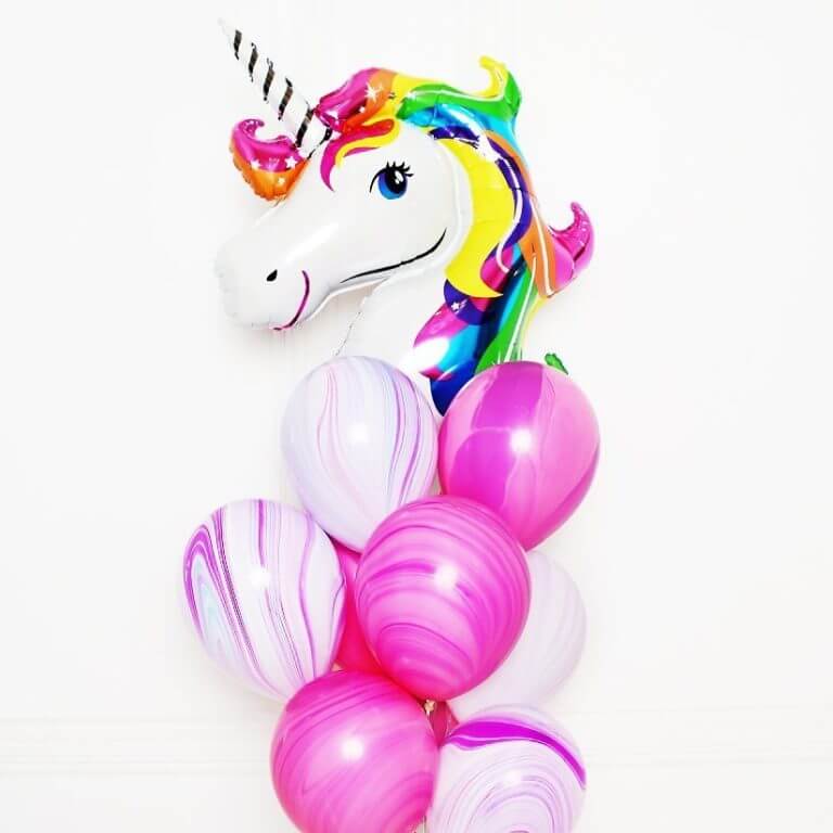 Композиция из шариков Единорог радужный