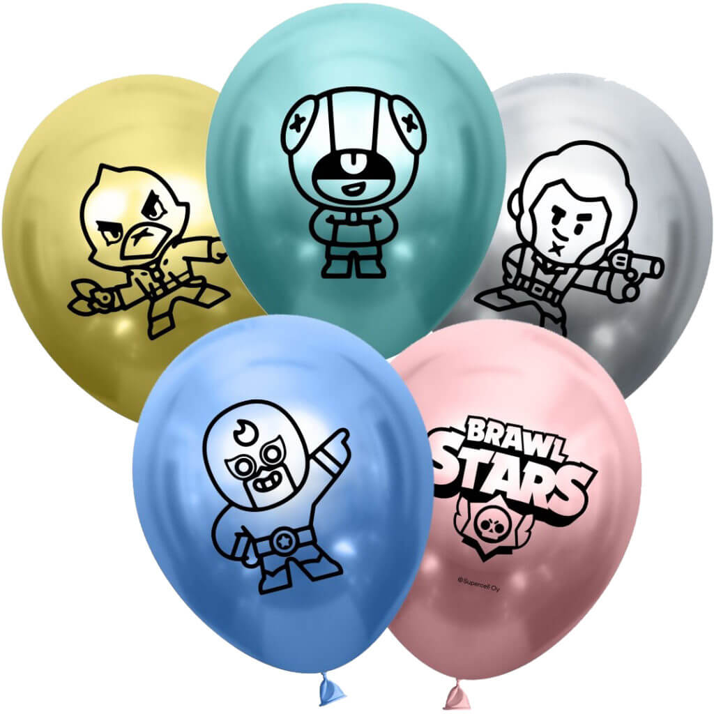 Шар 30 см Brawl Stars, ассорти, хром