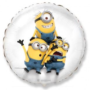 Фольгированный круг 46 см, Миньоны, белый