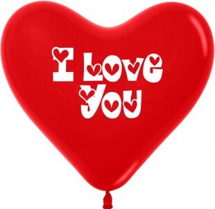 Латексное сердце I love you 30 см, красное, пастель