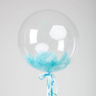 Шар BUBBLE с перьями тиффани и надписью