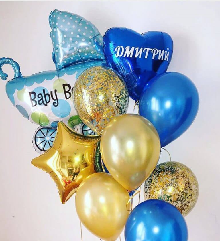 Композиция на выписку из роддома Мальчик в коляске