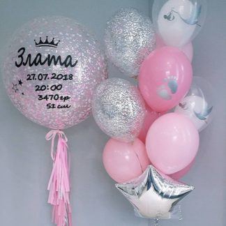 Композиция воздушных шаров на Выписку