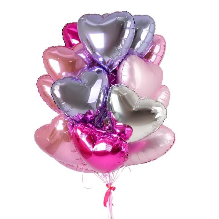 Облако из 20 фольгированных сердец