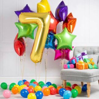 Композиция шаров с цифрой и звездами Радуга