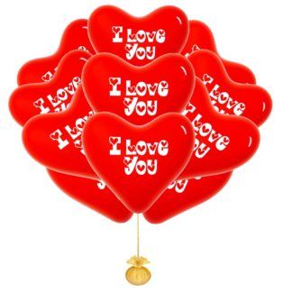 Облако из 15 красных сердец I love you