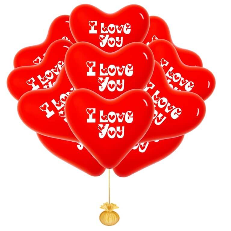 Облако из 15 красных сердец I love you