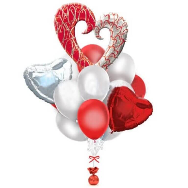 Красно-белый букет из шаров для любимой