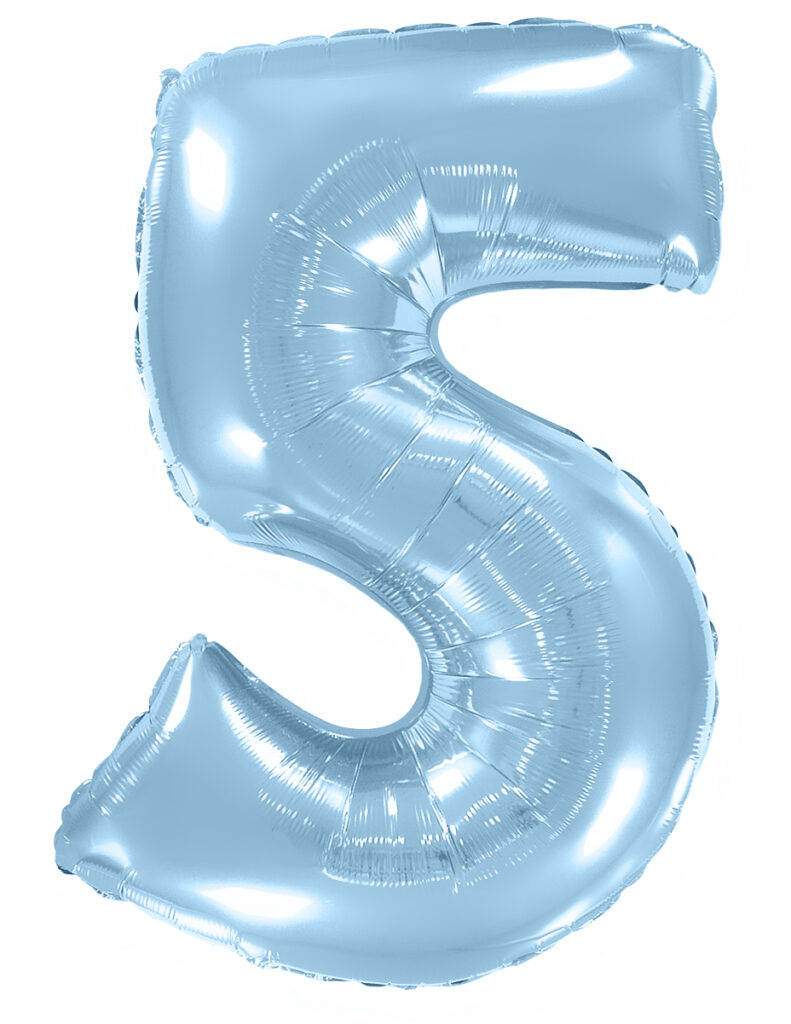 Шар (40''/102 см) Цифра, 5, Голубой, Макарунс (Flexmetal)