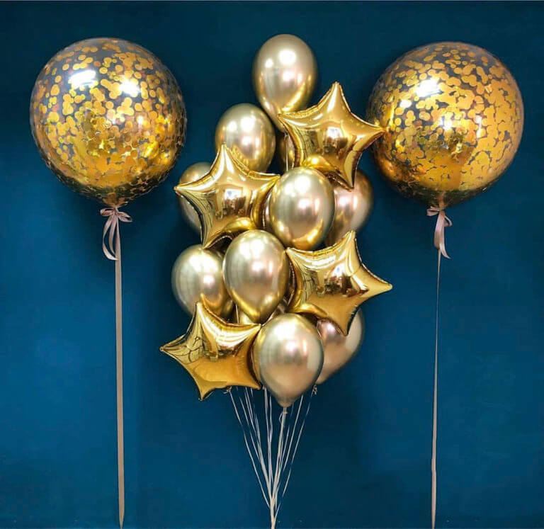 Композиция золотых шаров Золотая роскошь