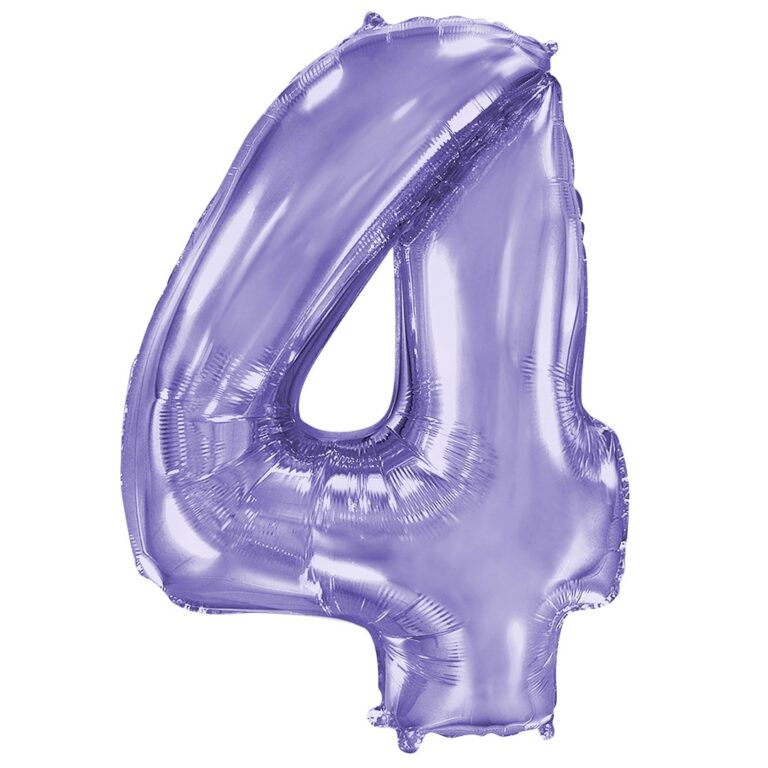 Шар (40''/102 см) Цифра, 4, Сиреневый (Flexmetal)