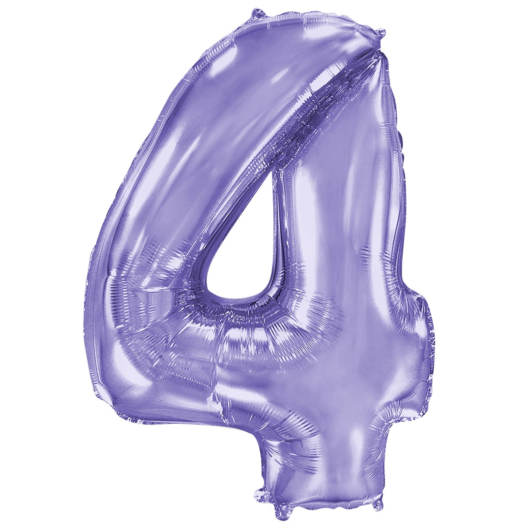 Шар (40''/102 см) Цифра, 4, Сиреневый (Flexmetal)